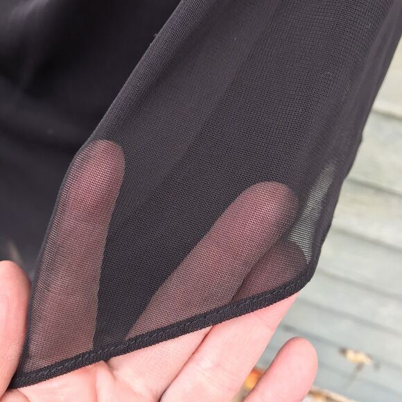 Vtg Y2k Cache Black Mesh & Lace Lbd Women 4 Keyhole Prom Dress Goth Coquette Egl - Picture 5 of 10